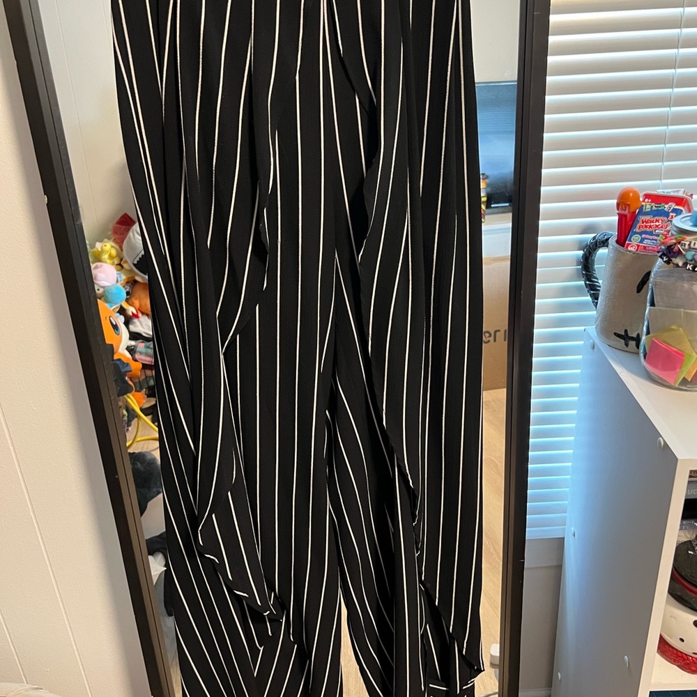 Black and White Striped Women's Pants
